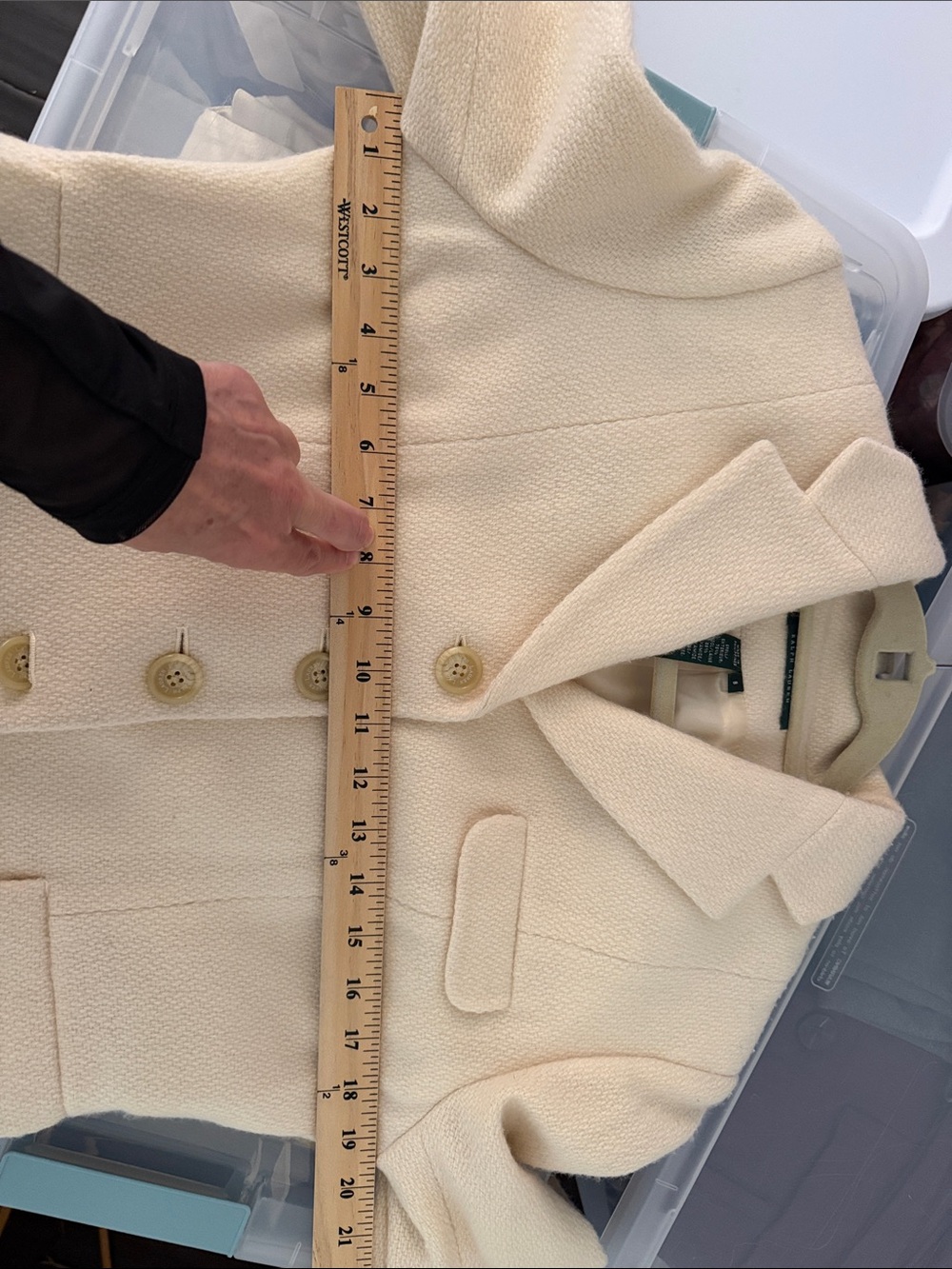 Lauren Ralph Lauren Cream Wool Blend Blazer Jacket Size 8 - Picture 6 of 6